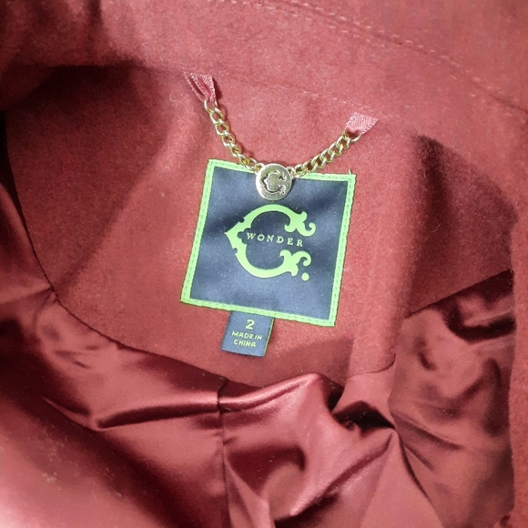 Burgundy embroidered pea coat - Picture 5 of 12